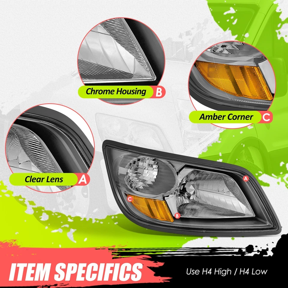 Conjunto de faros laterales de pasajero cromo ámbar para Hino 268 338 06-19 Foto 2 de 4