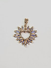 BEAUTIFUL 10ky Gold 20x18mm Marquise Tanzanite Heart Pendant Charm *NO CHAIN* — photo 10
