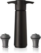 Vacu Vin Original Wine Saver with 2 Vacuum Bottle Stoppers 2 Stoppers, Black 