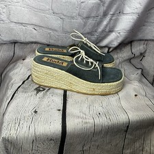 VTG Y2K Mudd Street Style Chunky Platform Tie Front Denim Espadrille Sandals 8.5