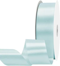 Double Face 1-1/2 Inch Wide 100 Yards Lt.Blue Satin Ribbon Fabric Ribbon for Gif
