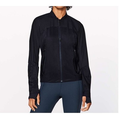 Lululemon Run On Jacket First Release Midnight Navy Waterproof Full Zip Women 6