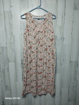 Universal Thread Women's Medium Linen Blrnd Tie Front Sleeveless Floral Dress
