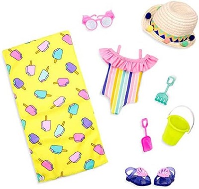   Beach Day Rays   Outfit   14-inch Doll Clothes   Rainbow Swimsuit, Beach To...