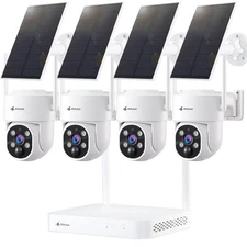 Solar Security Cameras Wireless Outdoor, 360° Pan & Tilt Home Security Camera...