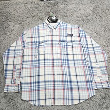 Columbia PFG Super Bahama Shirt Mens Large Plaid Omni Shade Fishing Vented