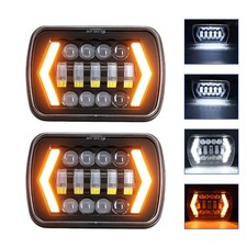 Pair 5x7 7x6 Led Headlights For Jeep 84-2001 Cherokee Xj For 86-1995 Wrangler