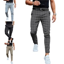Chino Hose Herren Slim Fit Kariert Anzughose Freizeit ChinoHose Golfhose Elegant