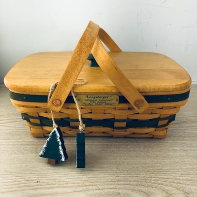 Longaberger Christmas Collection 1996 Edition Holiday Cheer Basket USA Green lid