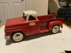 Vintage Tonka Pressed Steel Red Pickup Truck Toy with White Roof