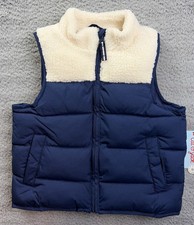 Cat  Jack Vest Boys XS 4/5 Blue Sherpa Puffer Quilted Full Zip NWT