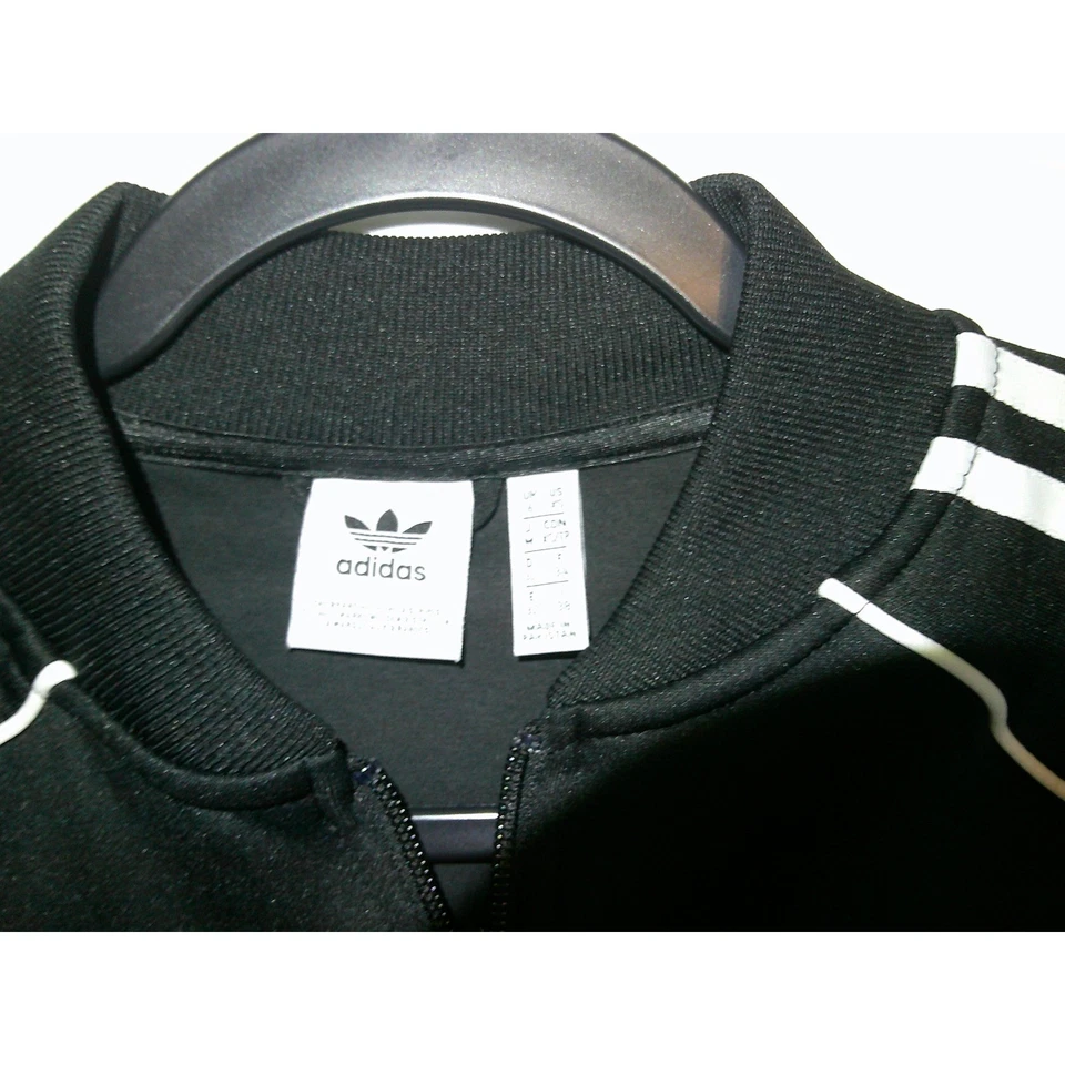 Vintage Adidas Track Jacket Black White Full Zip Classic 3 Stripe Trefoil Womens - Image 3 of 4