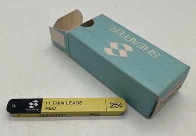 Vintage Sheaffer 11 Thin Leads - F - RED/In metal and plastic container 11 PACK