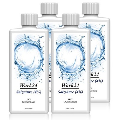 Wark24 Salzsäure (4%) 1L zur Entfernung von Kalk, Rost und Ablagerung (4er Pack)