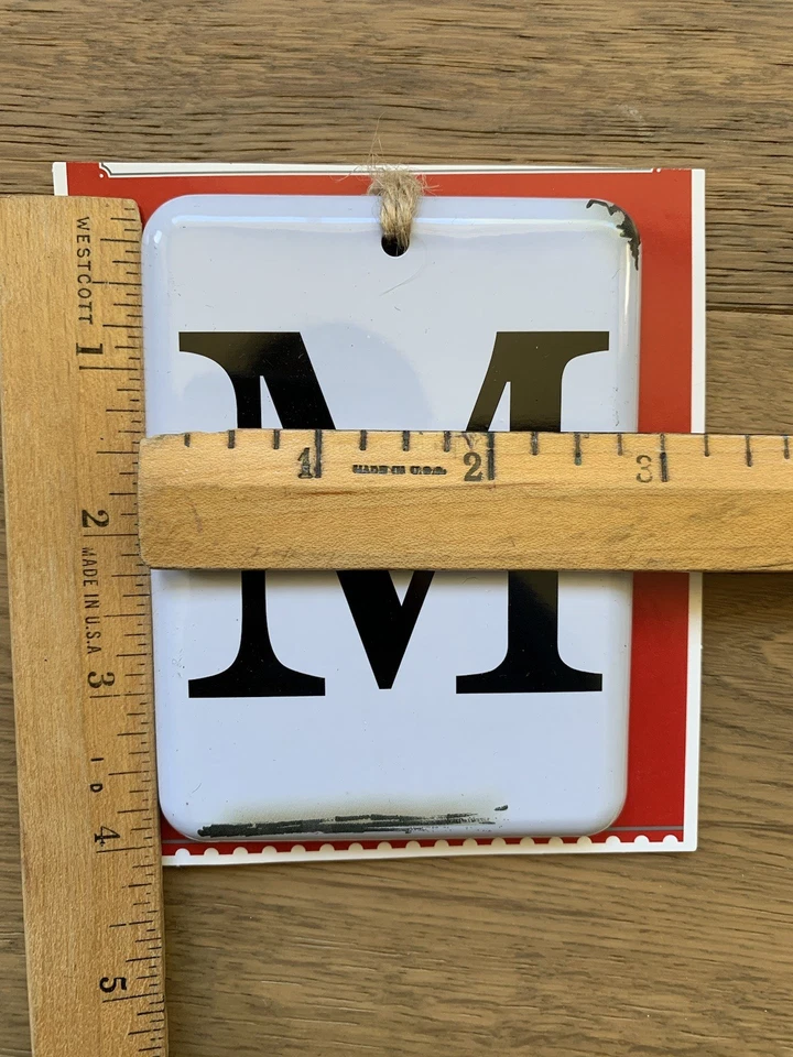 Letter Initial Monogram Christmas Ornament Gift Tags Distressed Metal NEW 3x4” - Image 4 of 4