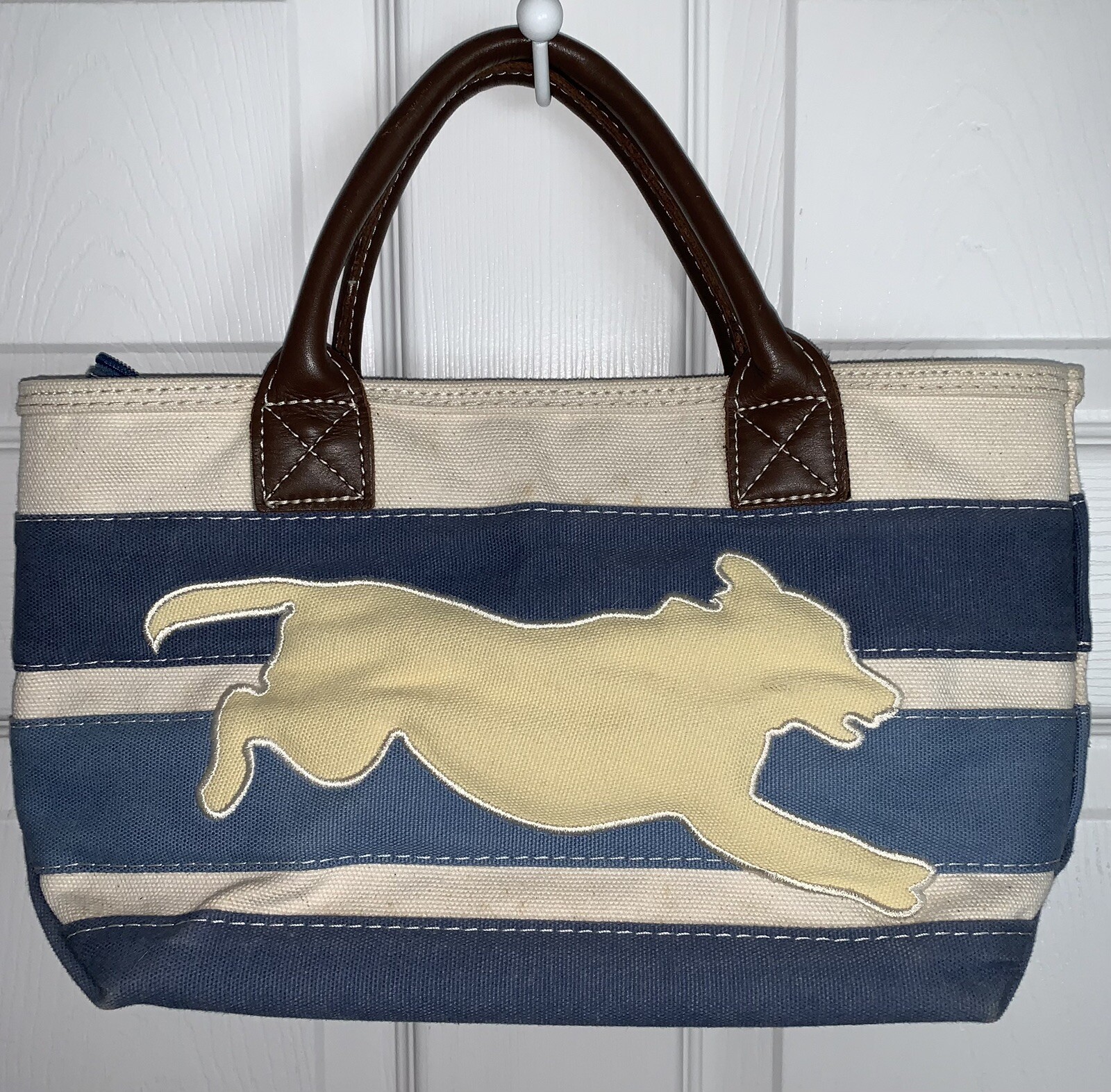 VINTAGE LL BEAN CANVAS TOTE WITH LEATHER STRAPS STRIP… Gem