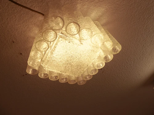 Mid Century Glass Lamp Ice Glass Doria  O