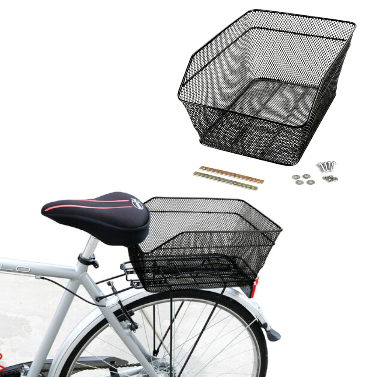 Fahrradkorb Gepäckträger Korb hinten Metall Schulranzenkorb 39 x 29 x 18 cm