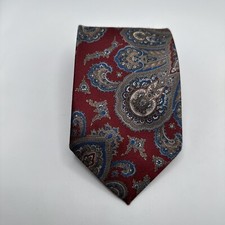 Camden Court Blue Red Paisley 100% Polyester Tie Made in USA Made In USA