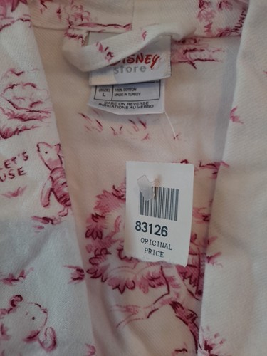 Vintage NWT Disney Store Pink & White Winnie The Pooh Bathrobe Size Large - Picture 3 of 17