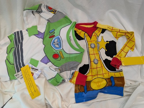 NWT Disney Pixar Toy Story Sz 18 MONTHS Woody & Buzz Lightyear Pajama Shirts - Picture 2 of 9