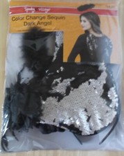 SPOOKY VILLAGE HALLOWEEN COLOR CHANGE SEQUIN DARK ANGEL - WINGS  HALO - NEW