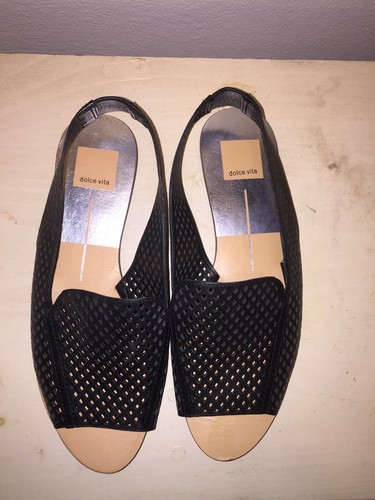 Dolce Vita Lisco DAMEN SCHWARZ LEDER OFFENE ZEHE SLINGBACK FLACHE SANDALE GRÖSSE 8,5 - Bild 2 von 5