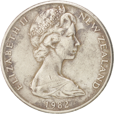 New Zealand 20 Cents Coin | Queen Elizabeth II | Kiwi Bird | 1967 