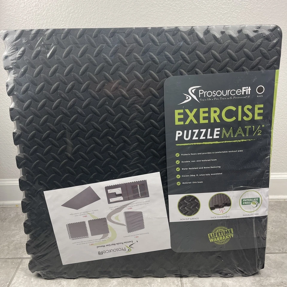 ProsourceFit Exercise Puzzle Mat ½ inch, 24 SQ FT 6 Tiles, EVA Foam Interlocking - Image 3 of 4
