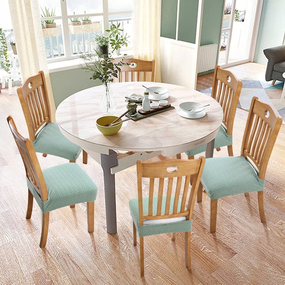 Fuloon Set of Chair Covers for Dining Room Removable Washable