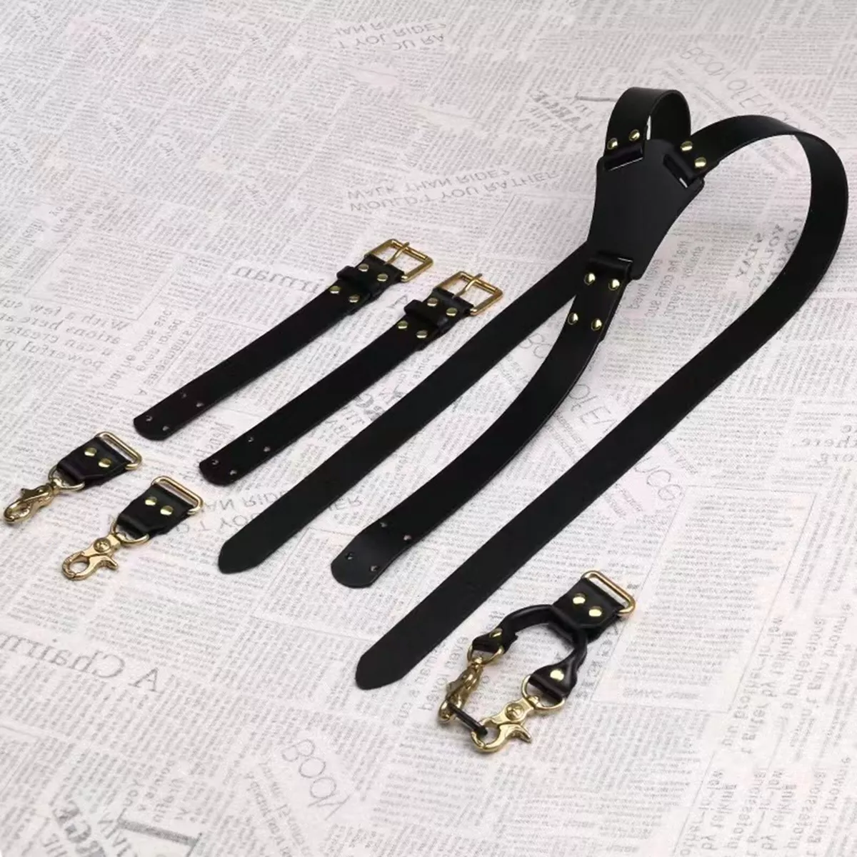 Loops Suspenders Straps Buckles Duty Suspenders Heavy Four Metal Clips Decor
