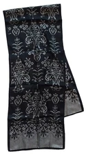 ADRIENNE LANDAU Studio Black/Silver 11"x53" Long 100% Silk Scarf - FAST SHIP