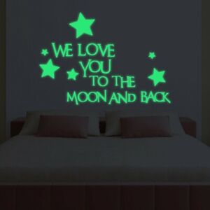 Luminous Glow In The Dark Moon Stars Wall Sticker Home Art Decor Kid Room Decal 