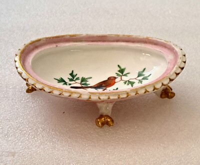Meissen Hand-Painted Porcelain Footed Trinket Dish W/Cardinal