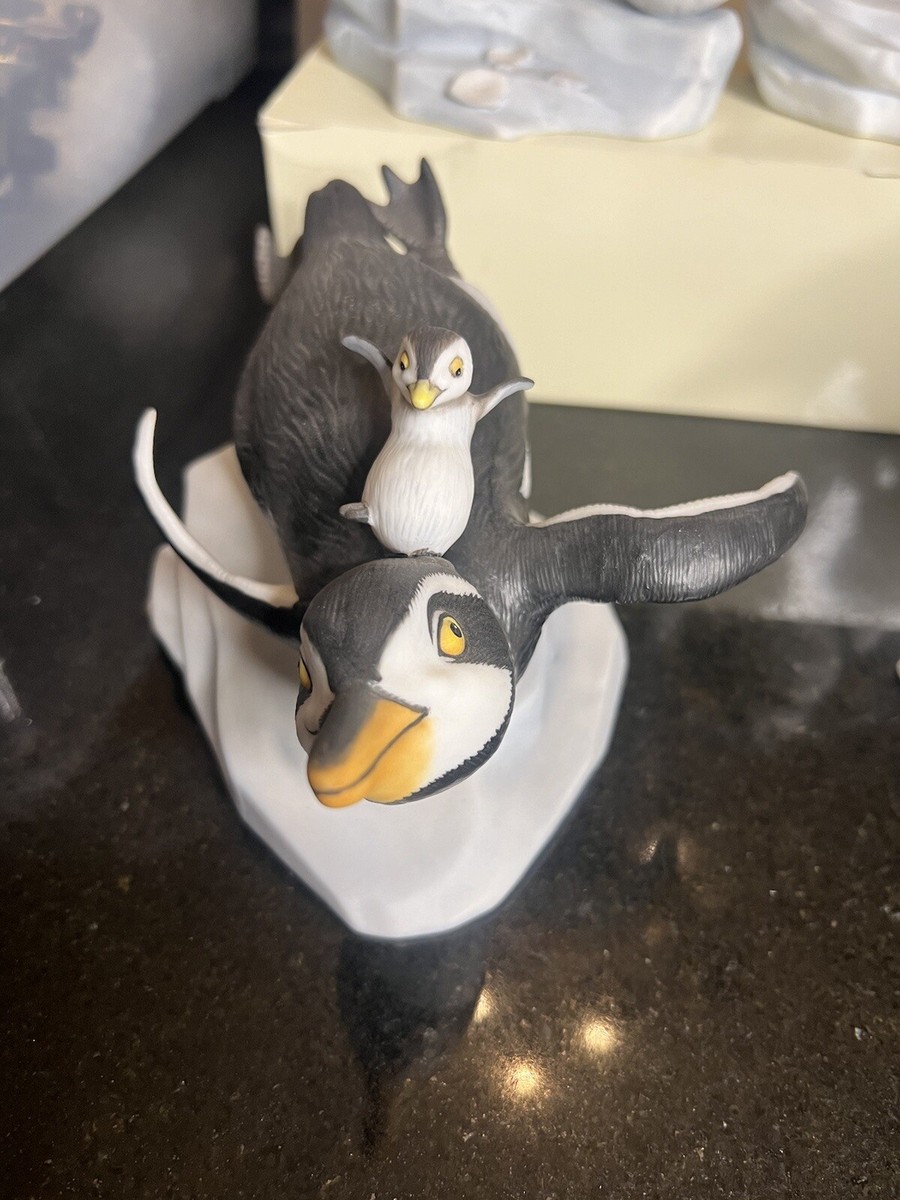 Franklin Mint Hand Painted Porcelain Penguins By Michelle Emblem