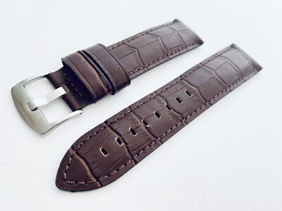 B & R Bands Brown Leather Watch Band Strap Stainless Buckle 24 mm New