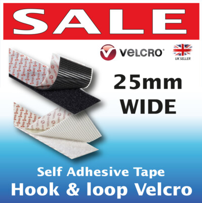 25mm breit VELCRO  Original Marke PS14 selbstklebend Hook & Loop Klebeband Rückenband