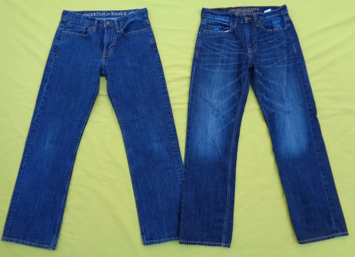 2 Pair Mens American Eagle 28 x 30 WAIST 29 Relaxed Straight Denim Blue Jeans