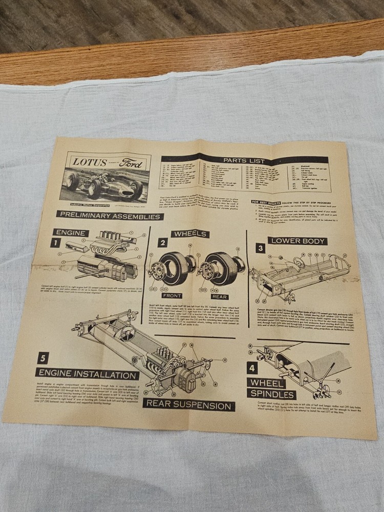 Industro Motive Corp Ford Lotus Instructions For Model Race Car