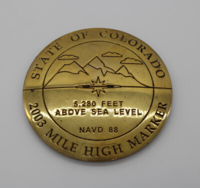 2003 Mile High Marker 5,280 Feet Above Sea Level Colorado NAVD 88