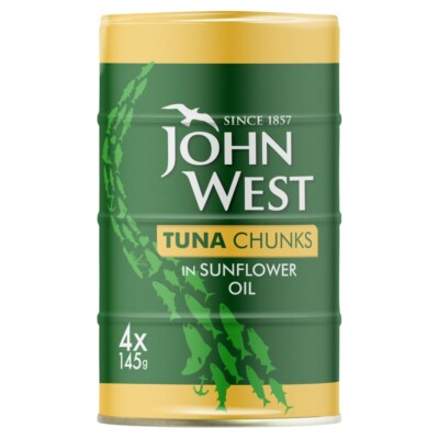 John West Tuna Chunks In Sunflower Oil Tinned Fish 4 x 145g