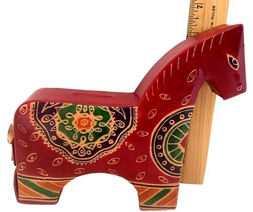 Portamonete cavallo in pelle goffrata dipinto a mano NUOVO - Foto 2 di 4