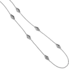 NWT Brighton DECO Link Long Strand Silver Necklace MSRP $82