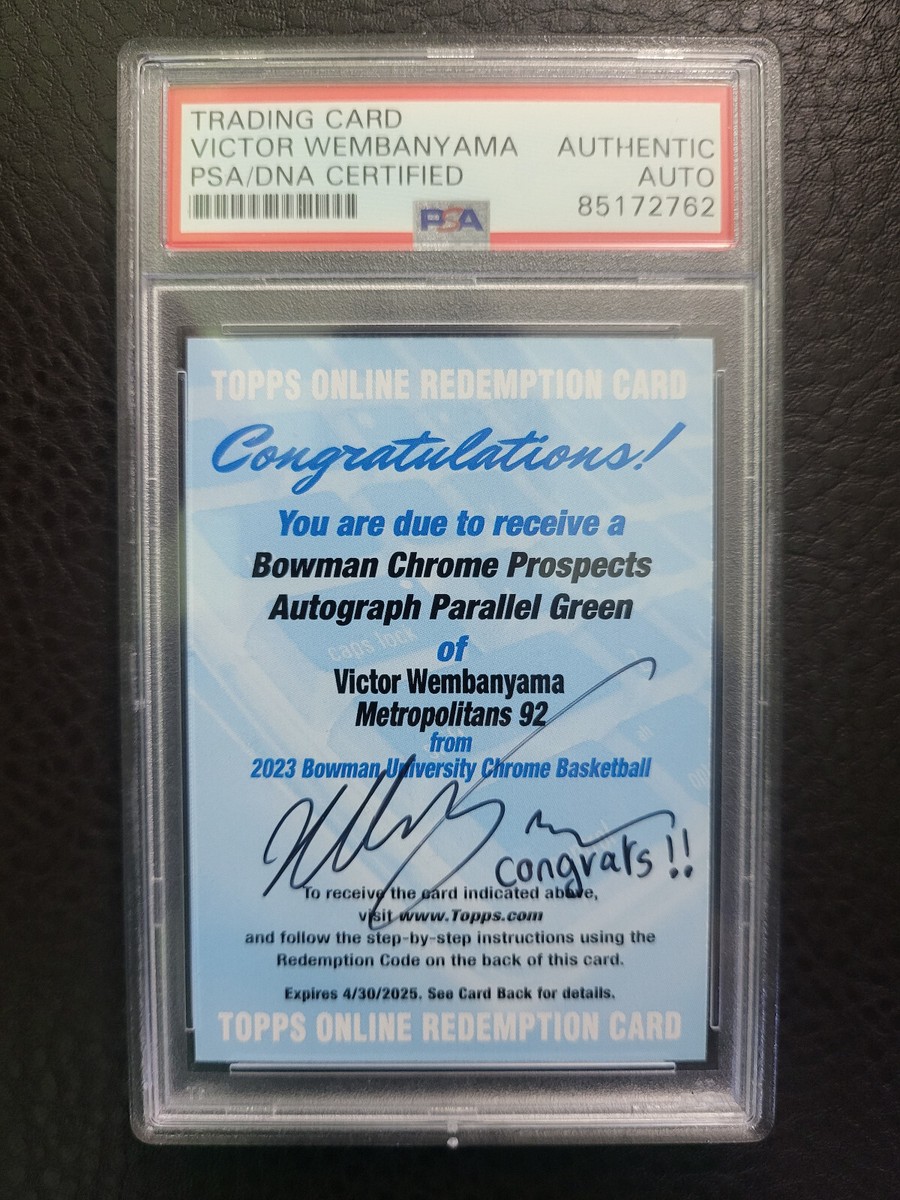 1/1 Victor Wembanyama 1st Card I Ever Signed Green Bowman Rookie