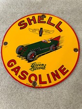 Shell Gasoline Green Streak Vintage 52 Dated 10" Porcelain Sign