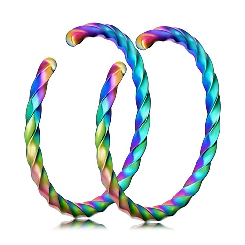 2 Stück Nasenringe Hoop Edelstahl Lippe Augenbraue Tragus Knorpel Piercing 20G - Bild 37 von 43