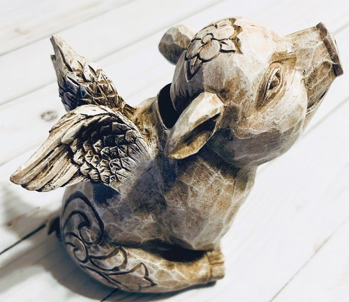 Flying Pig Bank Rustikales Harz misst 5 x 5 1/2 x 3 1/2 Zoll Neu - Bild 6 von 7
