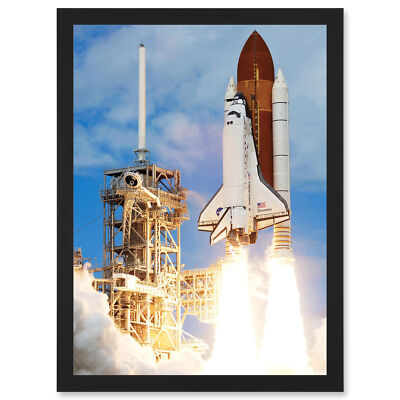Space Nasa Shuttle Discovery Rocket Launch USA Photo Framed A3 Wall Art Print