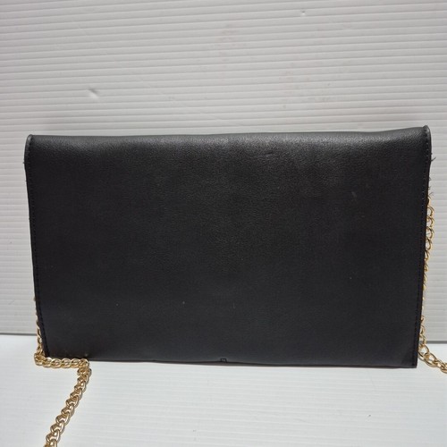 Adorne Black Envelope Clutch bag with Gold Chain Strap - Picture 4 of 6