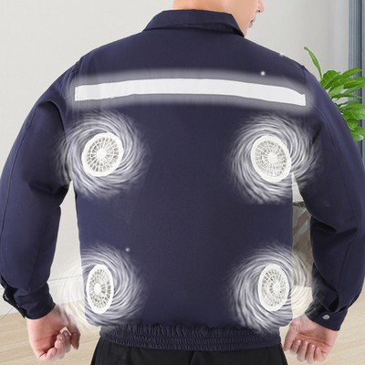 NAVE BLUE XXL Kühljacke mit 4 Ventilatoren Sommer-Sonnenschutz schnelle Küh EG